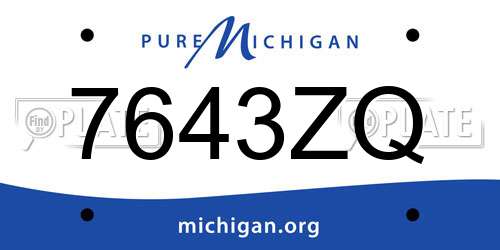 7643ZQ Michigan License Plate