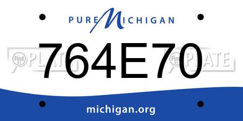 764E70 Michigan License Plate