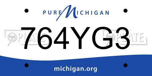 764YG3 Michigan License Plate