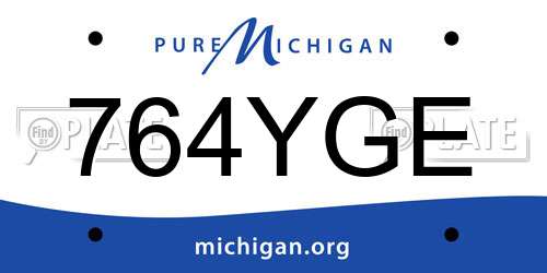 764YGE Michigan License Plate