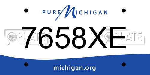7658XE Michigan License Plate