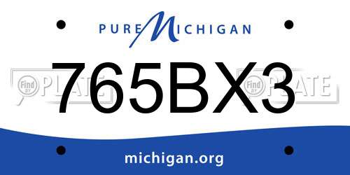 765BX3 Michigan License Plate