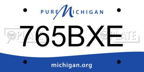 765BXE Michigan License Plate