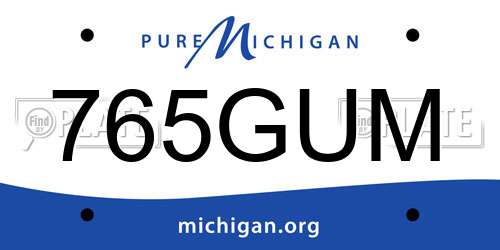 765GUM Michigan License Plate