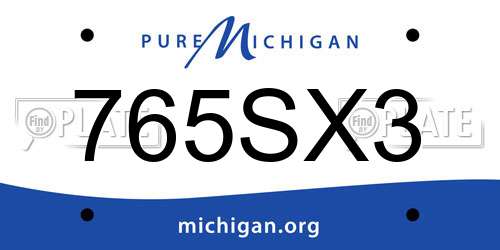 765SX3 Michigan License Plate