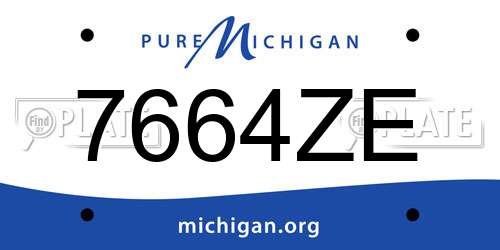 7664ZE Michigan License Plate