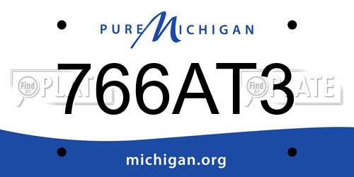 766AT3 Michigan License Plate