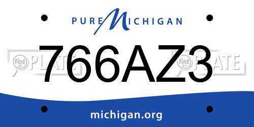 766AZ3 Michigan License Plate
