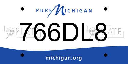 766DL8 Michigan License Plate