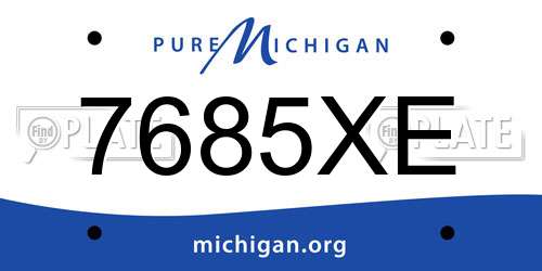 7685XE Michigan License Plate