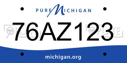 76AZ123 Michigan License Plate