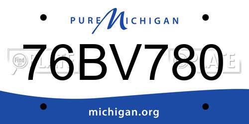 76BV780 Michigan License Plate