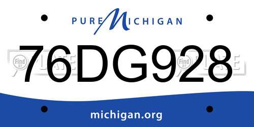 76DG928 Michigan License Plate