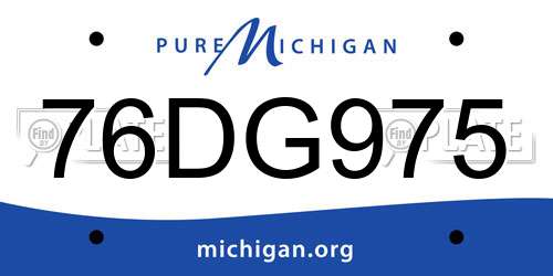 76DG975 Michigan License Plate
