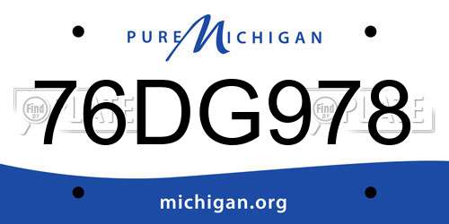 76DG978 Michigan License Plate