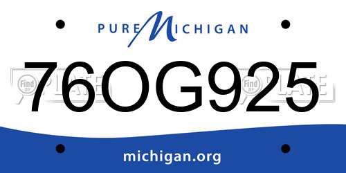 76OG925 Michigan License Plate