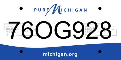 76OG928 Michigan License Plate