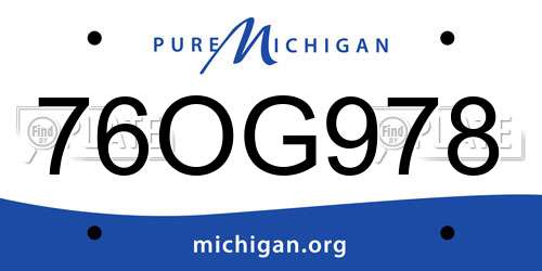 76OG978 Michigan License Plate