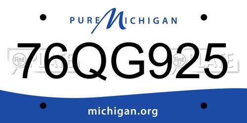 76QG925 Michigan License Plate