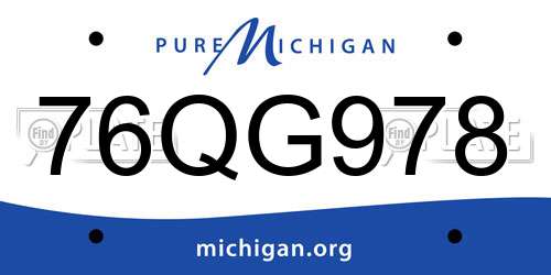 76QG978 Michigan License Plate
