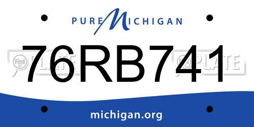 76RB741 Michigan License Plate