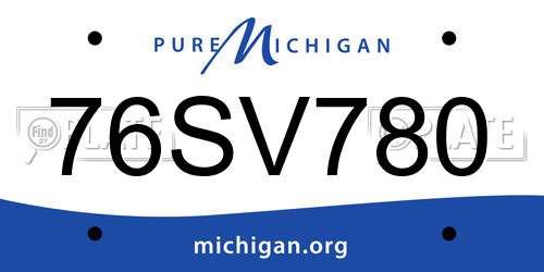 76SV780 Michigan License Plate