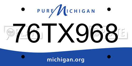76TX968 Michigan License Plate