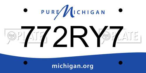 772RY7 Michigan License Plate