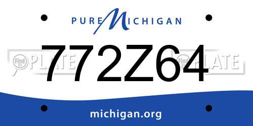 772Z64 Michigan License Plate