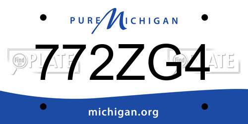 772ZG4 Michigan License Plate