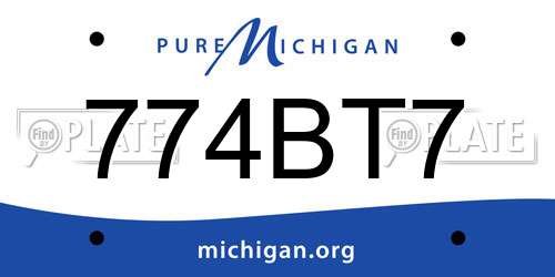 774BT7 Michigan License Plate