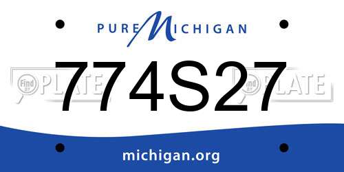774S27 Michigan License Plate