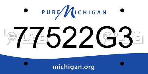 77522G3 Michigan License Plate