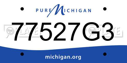 77527G3 Michigan License Plate