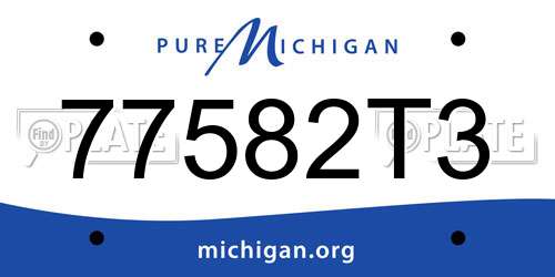 77582T3 Michigan License Plate