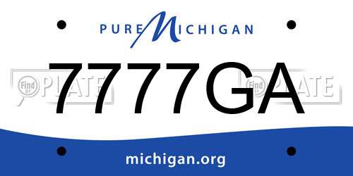 7777GA Michigan License Plate