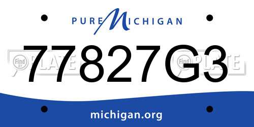 77827G3 Michigan License Plate