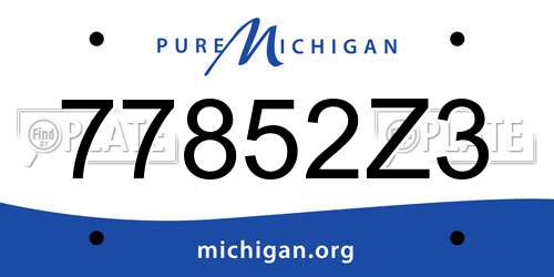 77852Z3 Michigan License Plate