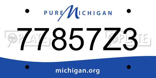 77857Z3 Michigan License Plate