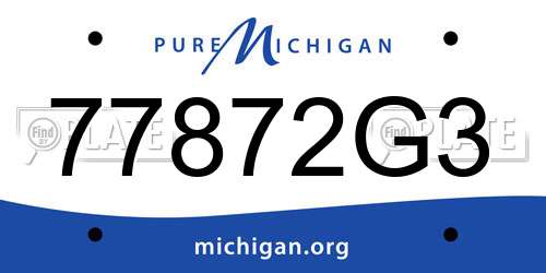 77872G3 Michigan License Plate