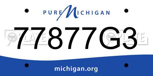 77877G3 Michigan License Plate