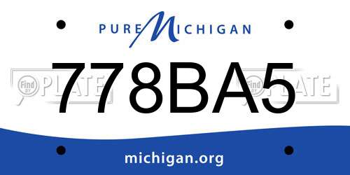 778BA5 Michigan License Plate