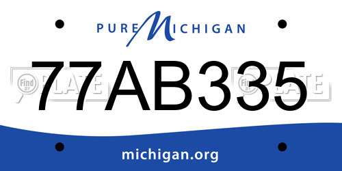 77AB335 Michigan License Plate