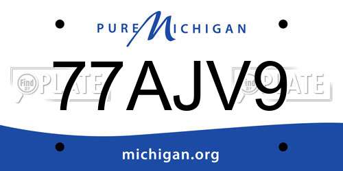 77AJV9 Michigan License Plate