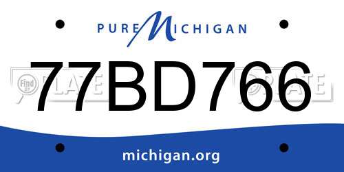 77BD766 Michigan License Plate