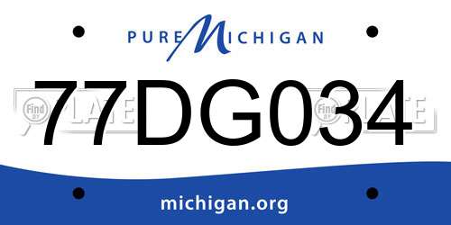 77DG034 Michigan License Plate