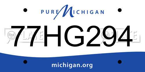 77HG294 Michigan License Plate