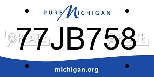 77JB758 Michigan License Plate
