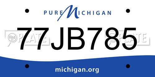 77JB785 Michigan License Plate