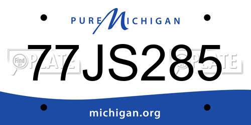 77JS285 Michigan License Plate